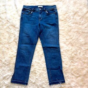 Loft Modern Straight Medium Wash Raw Distressed Hem Jeans Womens 4/27